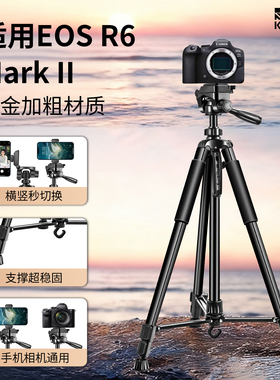 适用于佳能EOS R6MarkII相机三脚架户外单反微单摄影摄像自拍拍摄vlog录视频多功能带补光灯落地三角架支撑架