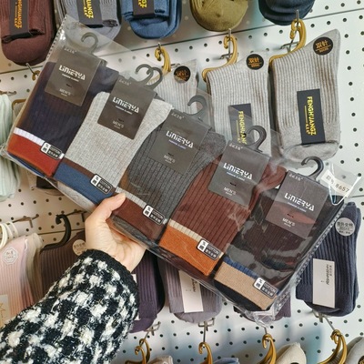 浙江诸暨袜子拼色中筒袜秋冬加厚保暖纯棉袜休闲商务男袜辽源义乌