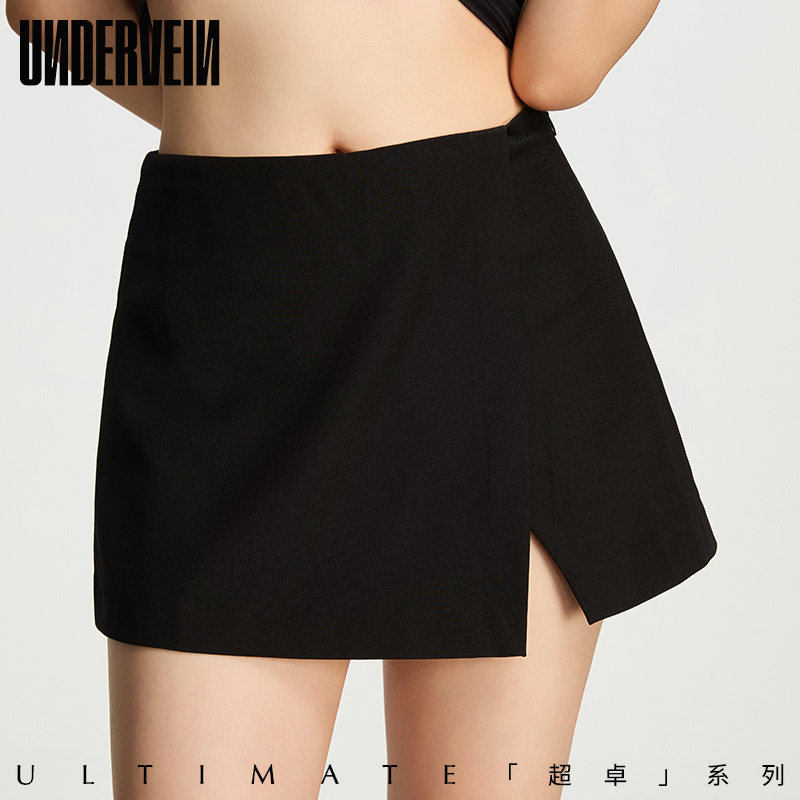 纹里美式A字开叉西装裙裤极简时尚半身短裙中腰防走光包臀裙裤