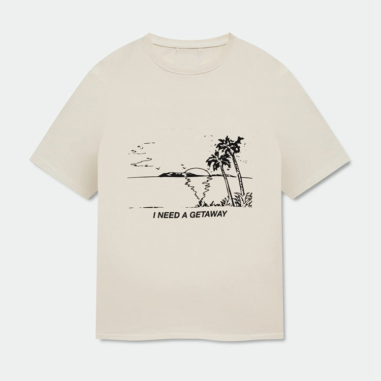 thumbnail for Beach Print American Retro Short-Sleeved T-Shirt H8106