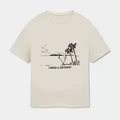 Beach Print Vintage American Style Short Sleeve T-Shirt H8106