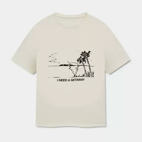 Beach Print Vintage American Style Short Sleeve T-Shirt H8106