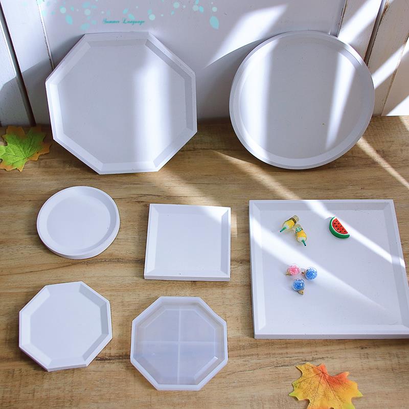 花盆底座模具水晶滴胶几何杯垫镜面摆台水泥底座托盘正方形圆形