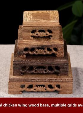 家用鸡翅木底座方形实木支架装饰佛前拜像香炉供桌荷花桌摆件