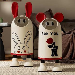 客厅大号大容量高颜值带盖卡通卧室桶轻奢高档 垃圾桶家用2025新款