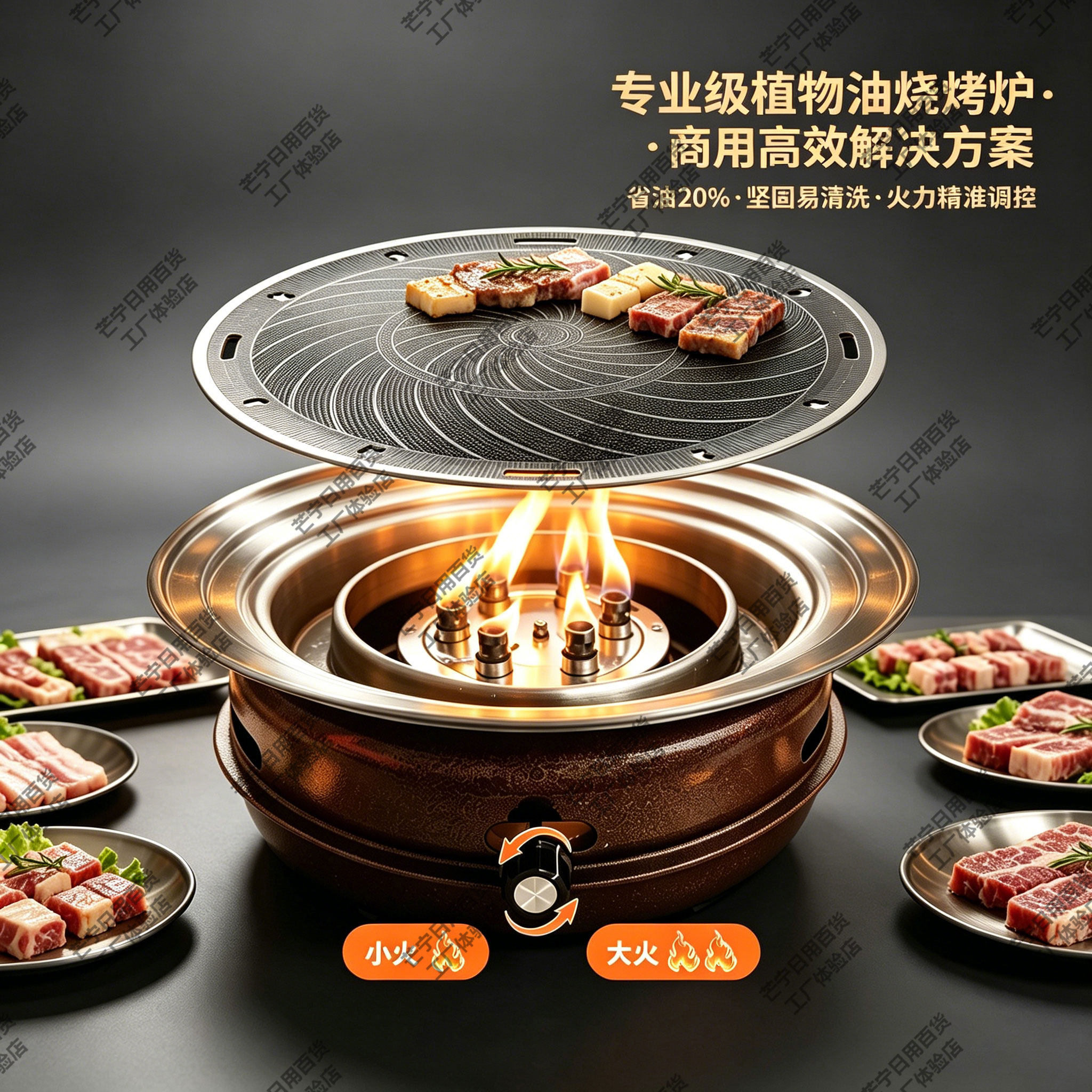 商用韩式可调火力环保油炉烧烤炉图片