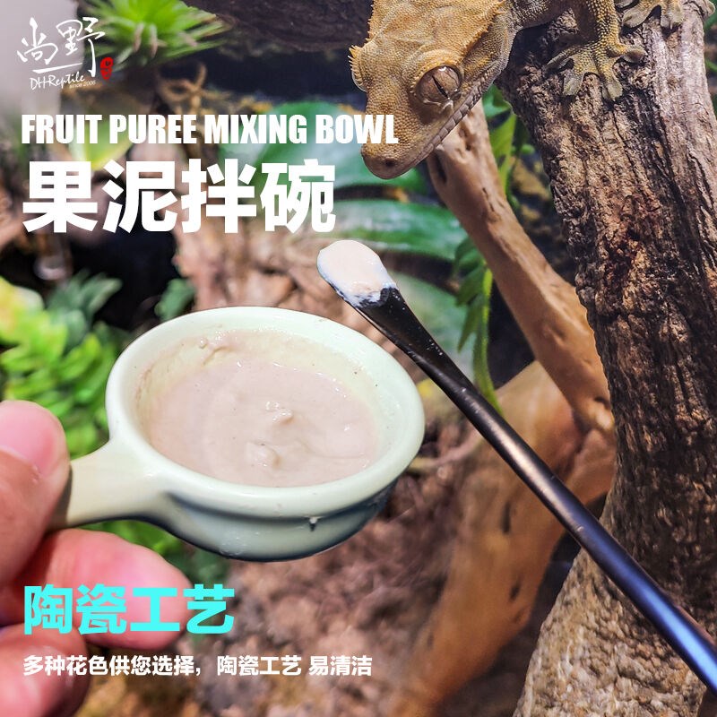 爬宠喂食盆睫角盖勾亚豹纹R属守宫凝胶果泥拌食陶瓷小碗爬虫喂食