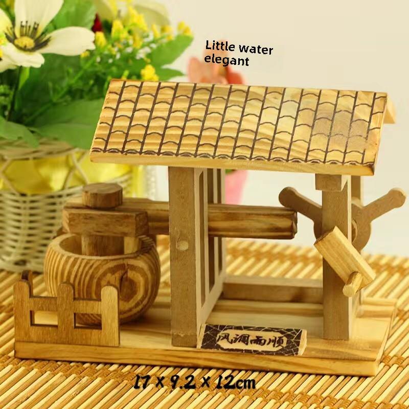 木质工程车模型摆件儿童玩具车挖土机推土机一帆风顺船模型彷真船