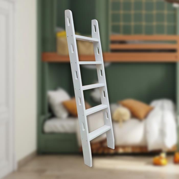 采购产品白色实木家庭上下双层床，成人和儿童的梯子，直接梯子，