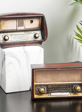 复古做旧收音机模型桌面摆件家居客厅酒柜装饰品摆设拍照摄影道具