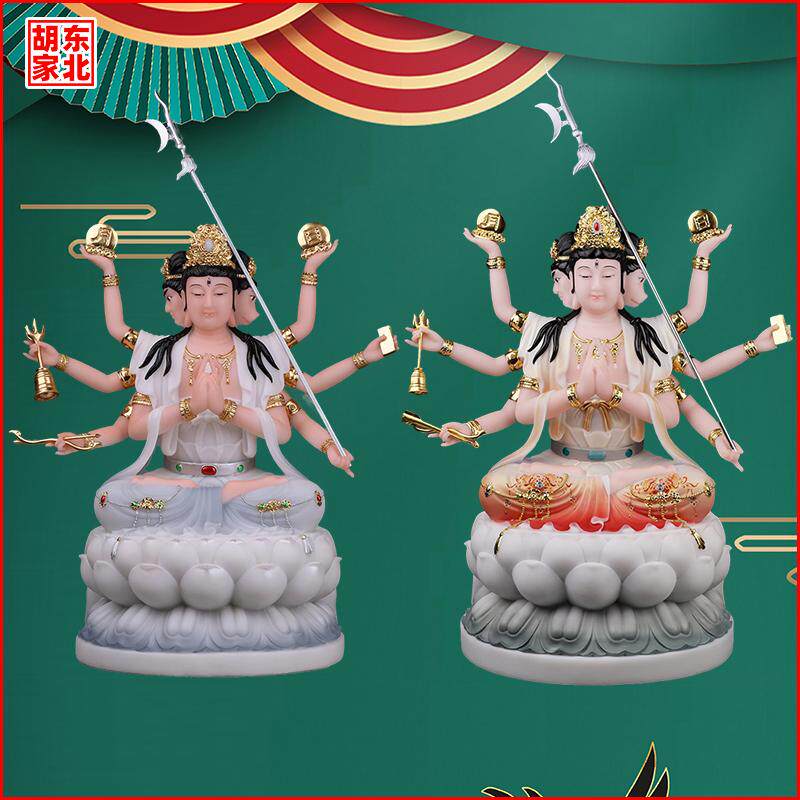 木语斗母元君斗姆四面八臂摆件