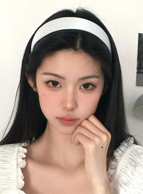 夏季ins韩女白色宽边发箍2025新款发卡气质简约高颅顶头箍发饰品