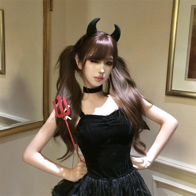 黑色小恶魔牛角发箍万圣节