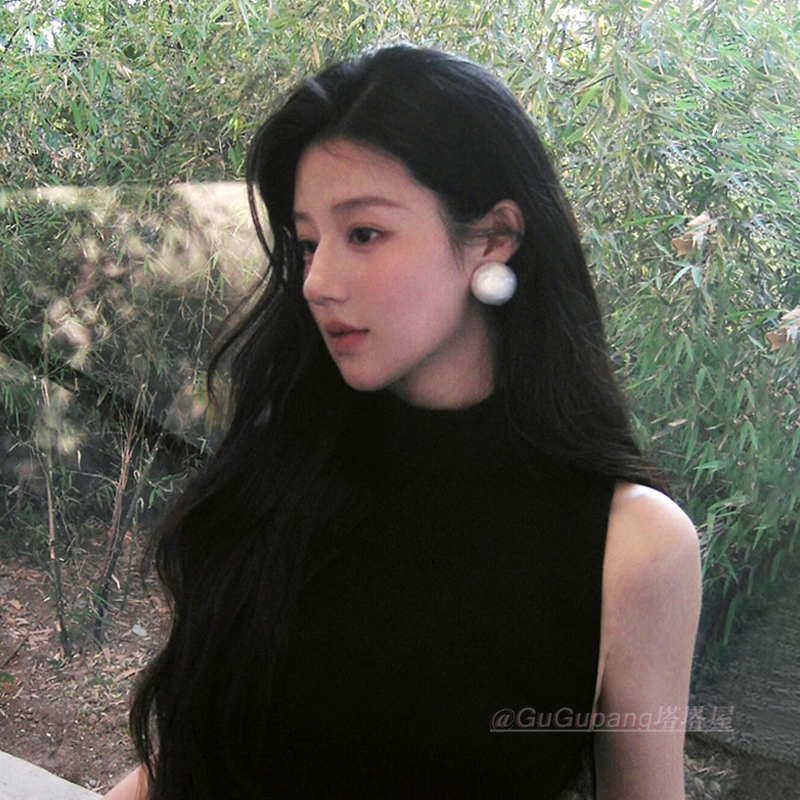 法式轻奢大珍珠耳环女