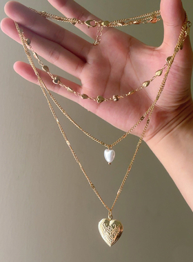 爱心吊坠多层叠戴项链