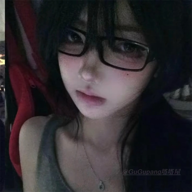 日系二次元黑色小方框眼镜