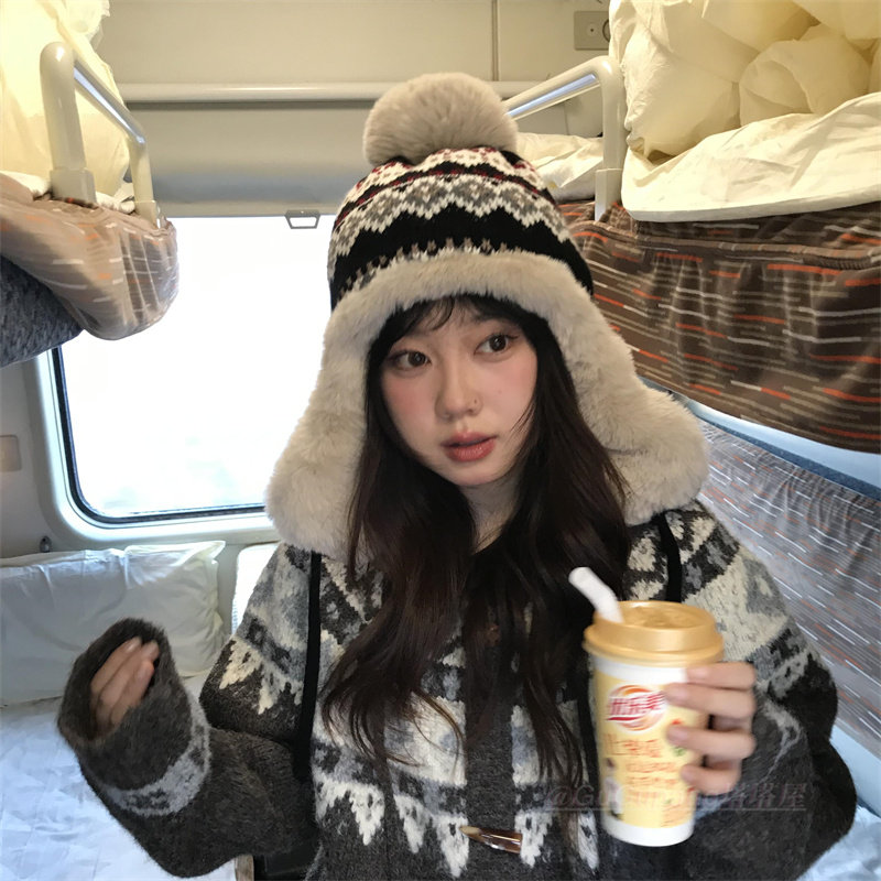 黑色毛线帽子女冬季加厚保暖显脸小护耳毛绒帽骑行防寒套头雷锋帽,服饰配件/皮带/帽子/围巾,帽子,淘宝优惠券,粉丝福利购,淘宝优惠卷