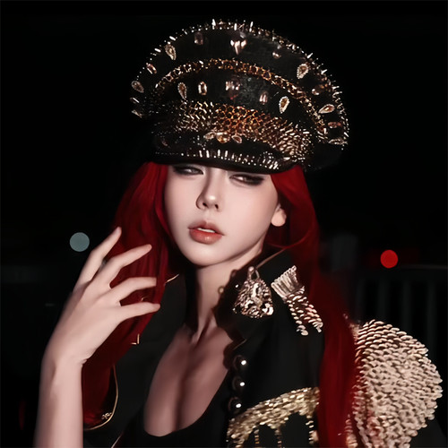 少女暴君亮片镶钻海军帽