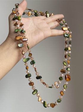 复古不规则天然贝壳项链