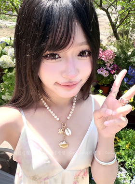 贝壳海星仿珍珠项链女