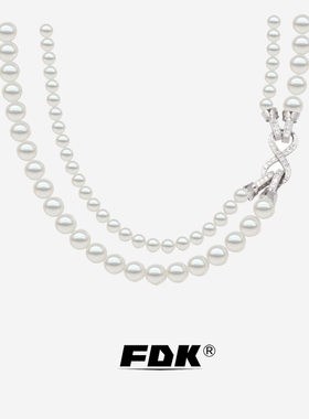 双层叠戴珍珠项链女士小众珍珠项链锁骨链毛衣链配饰高级秋冬轻奢