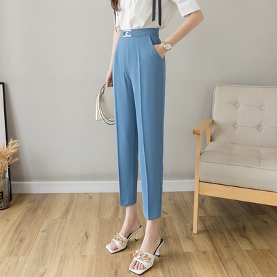 西装裤女春夏薄款时尚九分工作裤职业烟管裤直筒哈伦小脚西裤