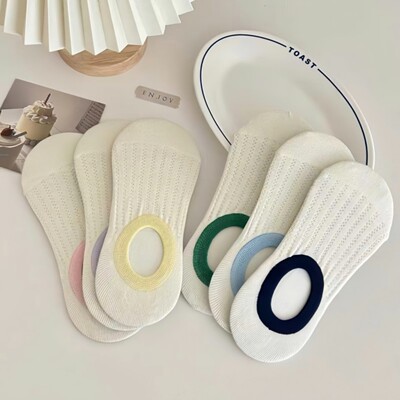 棉花部落简约风夏季隐形糖果色袜