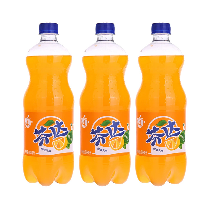 芬达888ML*3瓶装橙味汽水碳酸饮料可口可乐饮品经典大容量即饮