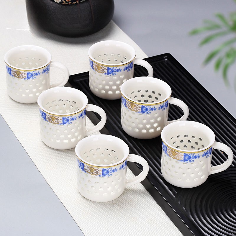玲珑功夫小茶杯品铭茶盏r陶瓷茶碗杯家用单个主人泡茶杯套装6厂家