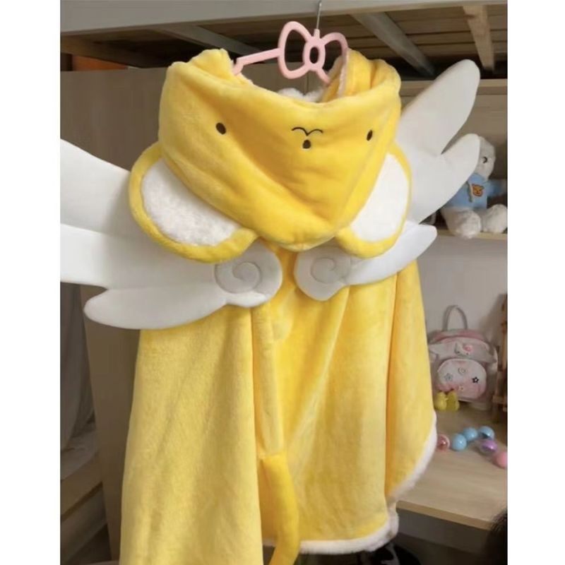 卡通可爱秋冬季新款睡衣【百变小樱】小可毛绒睡袍披风家居服睡毯