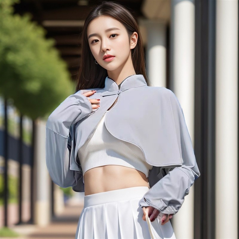 新款中国风防晒披肩衣女夏季遮阳冰丝透气外套骑车开车长袖紫外线