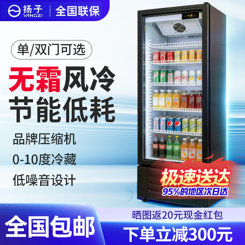 扬子纯白饮料展示柜冷藏冰柜保鲜双开门冷柜商用单门啤酒冰箱立式