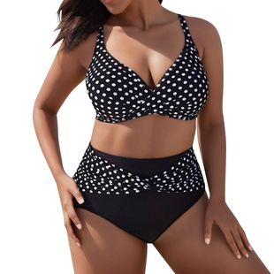 Wave point split sexy plus size swimsuit波点分体性感大码泳衣