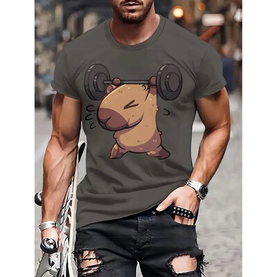 Capibala Pattern 3D Printed T-shirt卡皮巴拉图案3d印花T恤男士