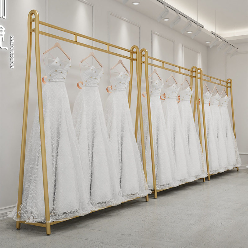 金色婚纱架子礼服展示架落地式影服装展示架