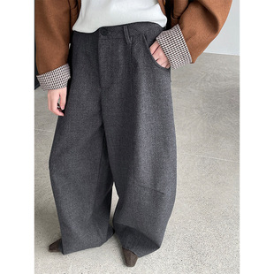 韩系垂感阔腿西装 长裤 裤 百搭毛呢弯刀裤 2820 女秋冬新款 滔川