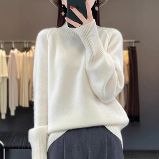 王菲同款高领加厚100羊毛衫女套头长袖宽松针织打底羊绒毛衣新款