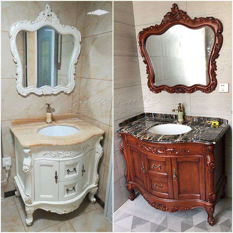 欧式浴室柜橡木落地式仿古卫浴洗漱台卫生间实木洗手洗脸盆柜组合
