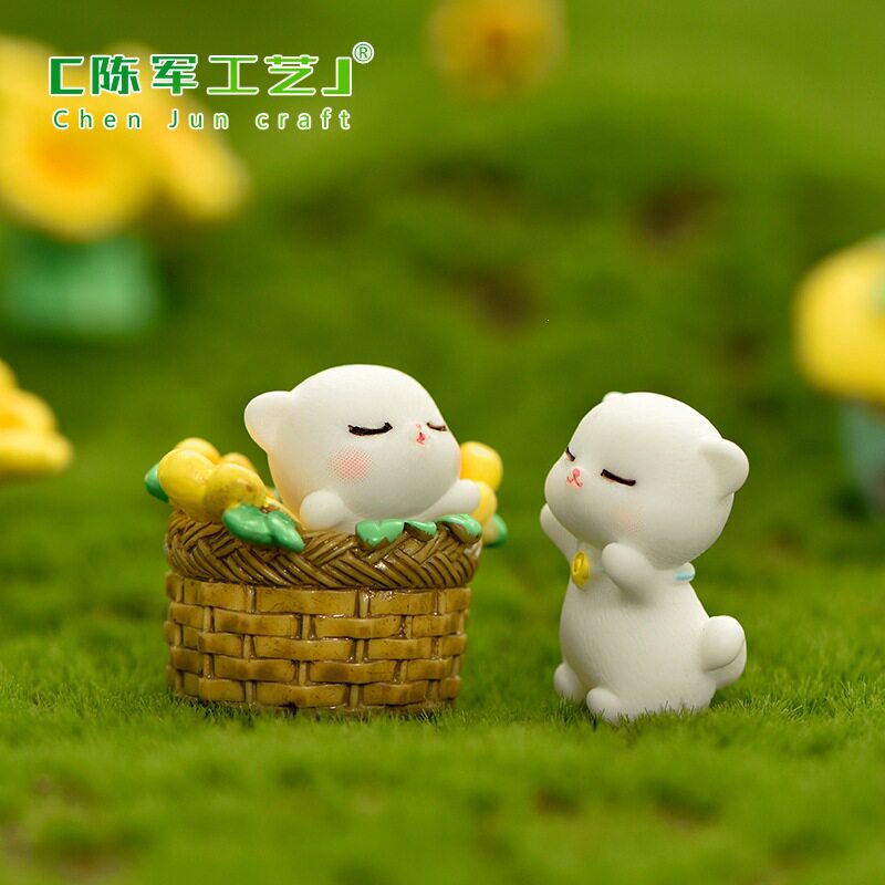 薄利多销厂家直销向日葵小猫微景观园艺小配件可爱卡通小动物树脂