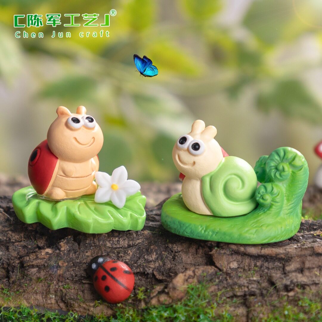 薄利多销跨境可爱蜗牛蜜蜂瓢虫三件套园艺造景装饰品配件微景观小