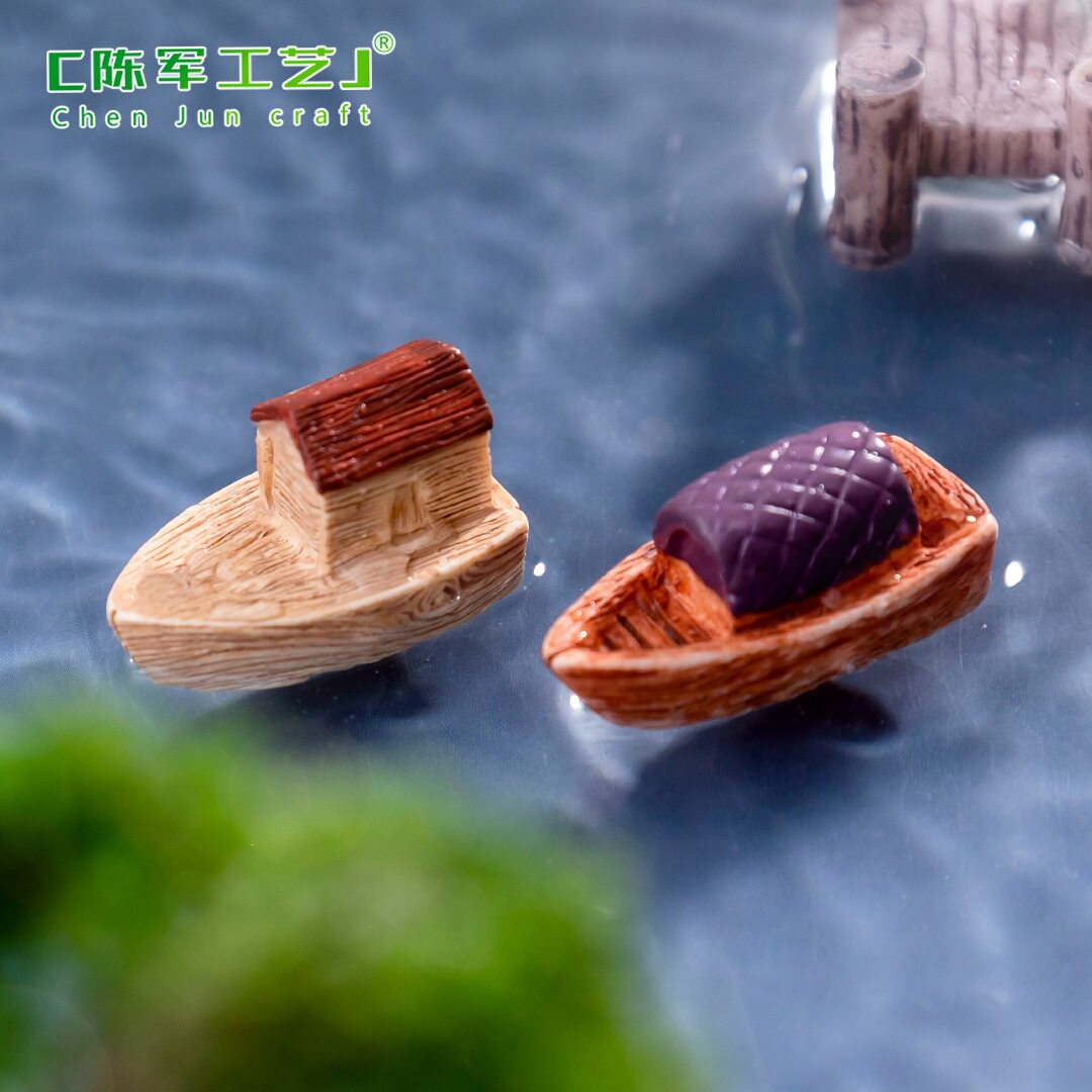 薄利多销微景观创意中式江南小船水族鱼缸造景装饰品挂配件迷你小