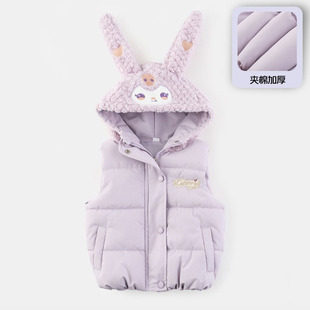 女童冬装棉服马甲外套潮童爆款洋气防寒女孩加厚公主风连帽外穿衣