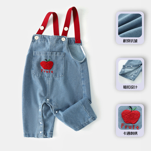 外穿连体衣潮 婴幼儿衣服男女宝宝可爱中小童牛仔背带裤 春秋季 新款