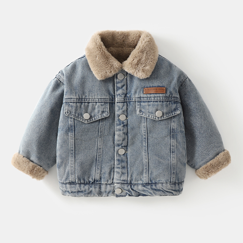 婴儿牛仔外套秋冬款加绒幼儿衣服洋气新款女宝宝加厚小童冬装男孩