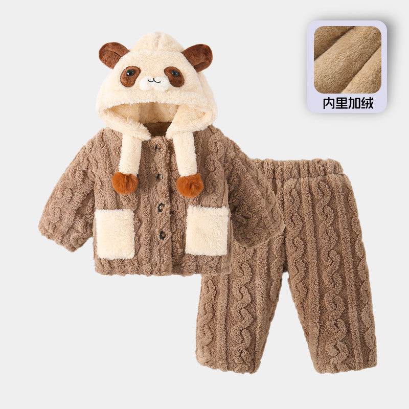 【熊猫】儿童睡衣套装洋气新款冬装三层加厚休闲保暖两件套家居服,童装/婴儿装/亲子装,家居服套装,淘宝优惠券,粉丝福利购,淘宝优惠卷