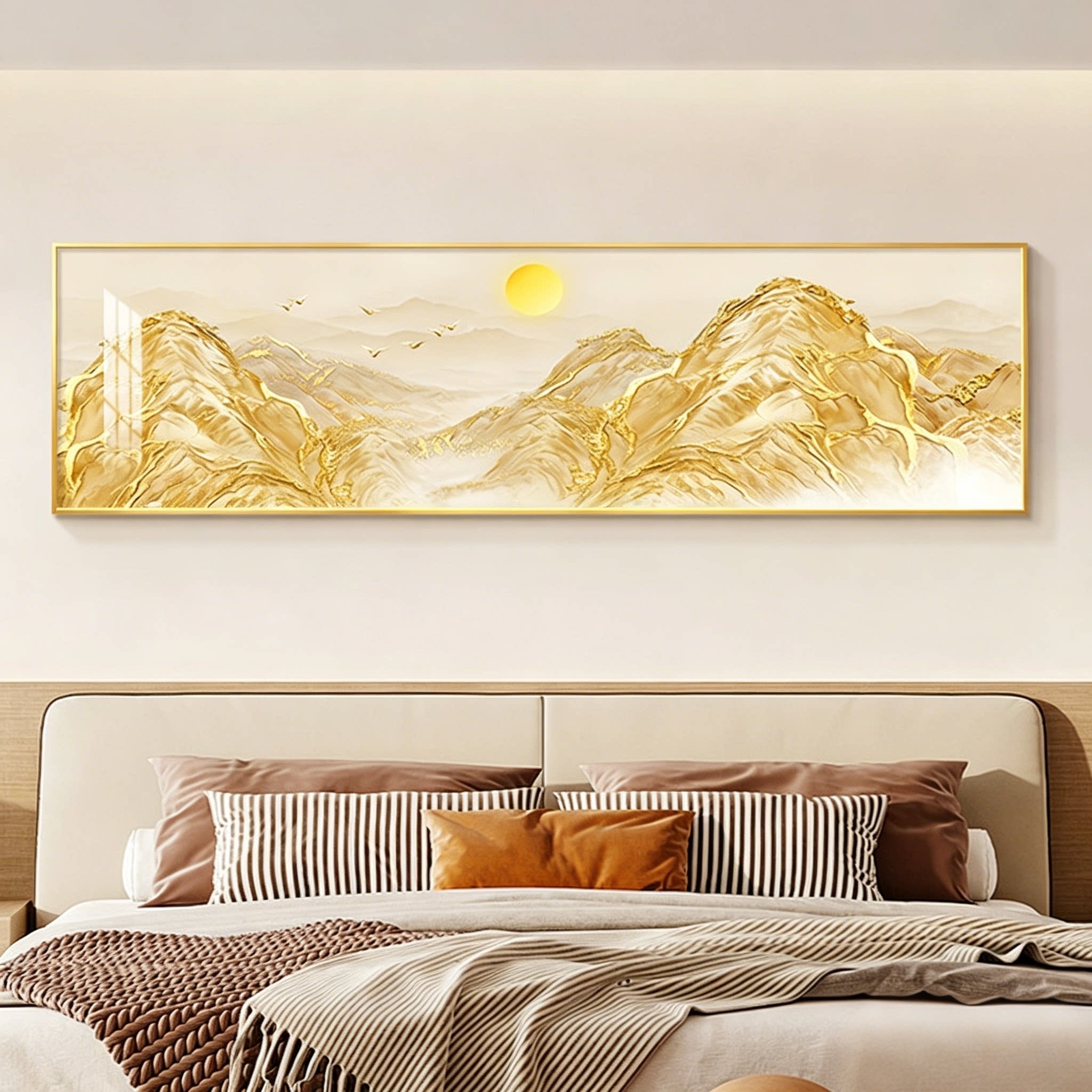 卧室床头装饰画轻奢高级感客厅聚财挂画茶室主卧简约壁画次卧大气