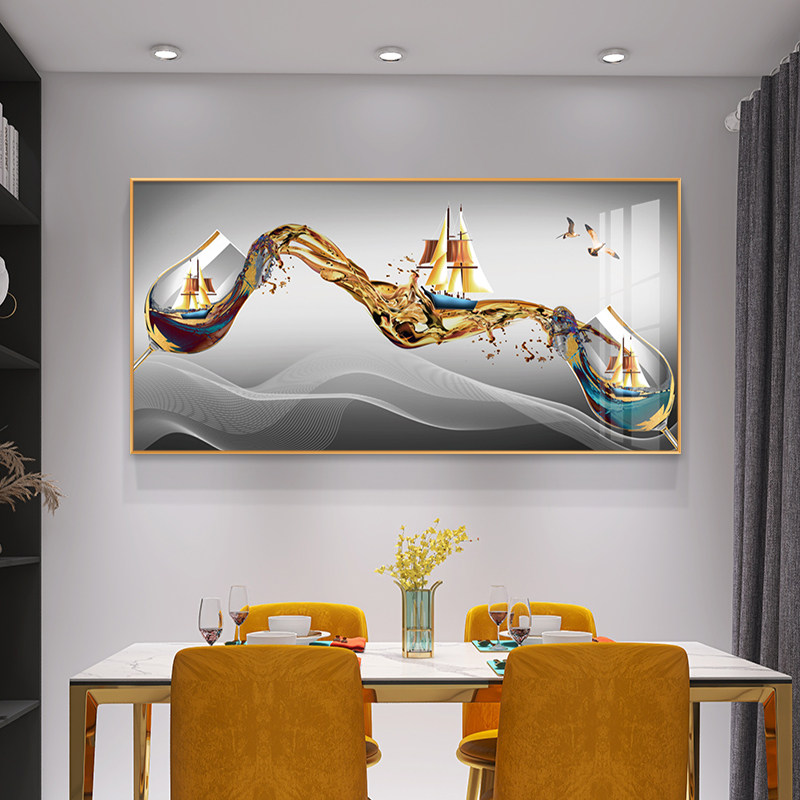 餐厅装饰画饭桌墙上单幅酒杯挂画现代简约轻奢风格吃饭厅酒店壁画