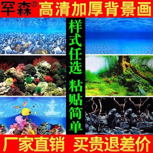 鱼缸被景画小鱼缸背景贴纸小型小号背景帖高清3d自粘单面图膜