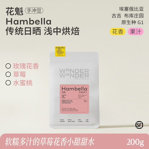 WonderWander 花魁 手冲咖啡豆 埃塞布库浅中烘日晒精品G1玩哒