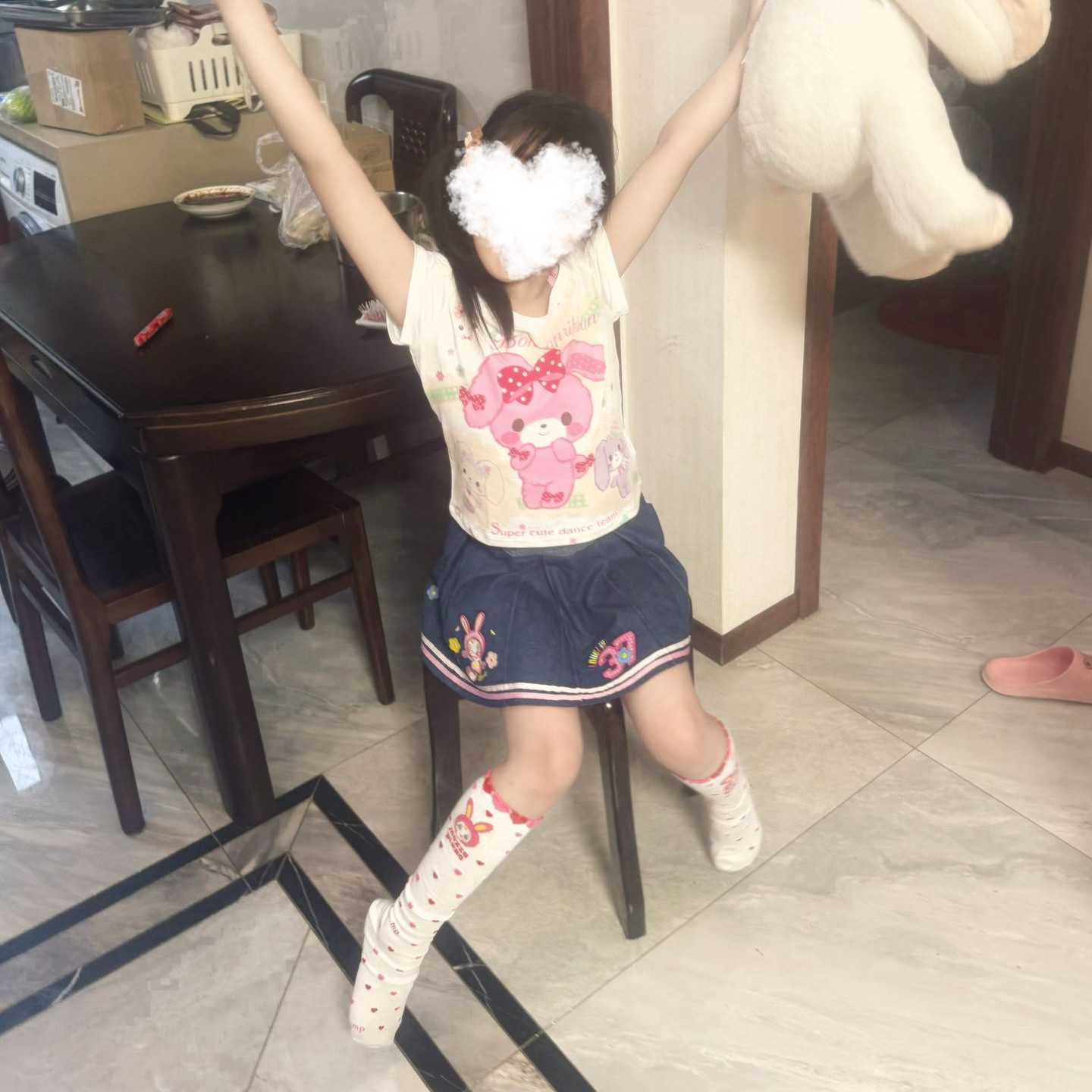 套装可爱少女小兔可爱甜美假两件短裙日系甜心软妹中古短袖上衣